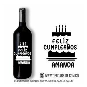 Botella de Vino con mensaje de Cumpleaños III