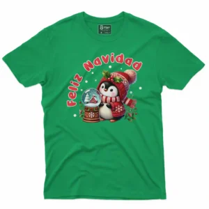 Camisetas de Navidad con estampado de pinguino navideño