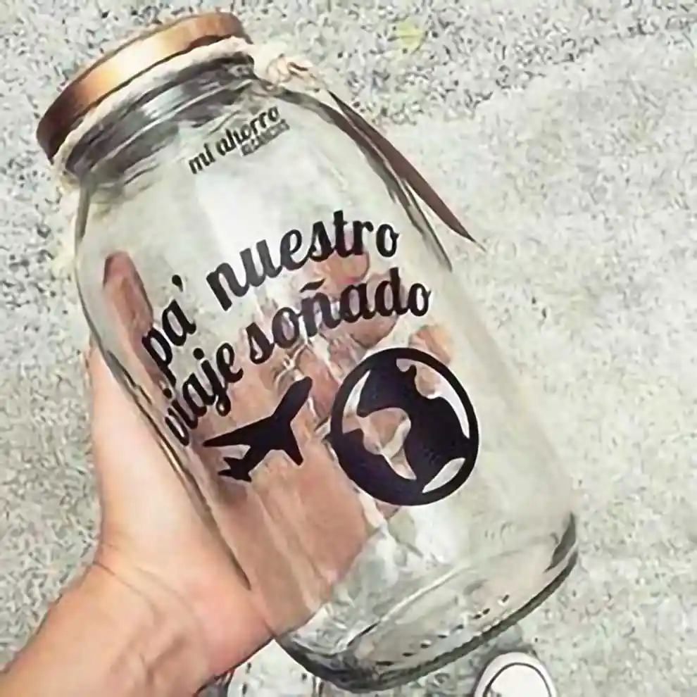 alcancia en virdrio con mensaje personalizado